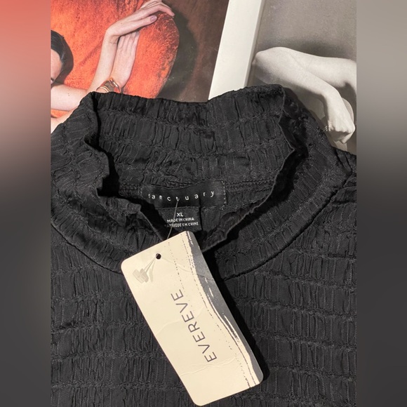 New Evereve Sanctuary Textured Mock Neck Top In Black Size XL - Picture 9 of 16
